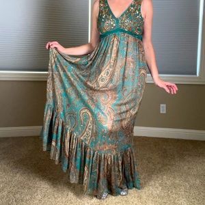 Boho style sequin and chiffon dress